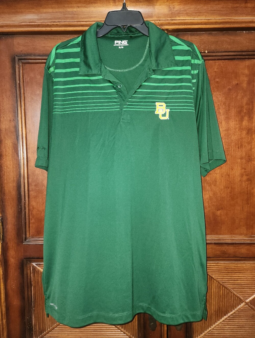 Mens Xl Ping Green Striped Baylor University Golf Polo